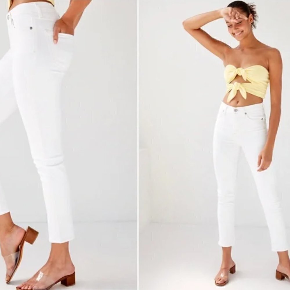Citizens of Humanity White Manic Mini Bootcut Jeans 24‎